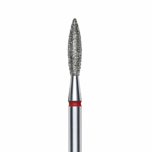 FA10R023/10K Punta de diamante, “flama”, roja, diametro 2.3 mm/ superficie de trabajo 10 mm