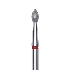 FA60R025/4.5K Punta de diamante, pointed “bud”, rojo, diametro 2.5 mm/ superficie de trabajo 4.5 mm
