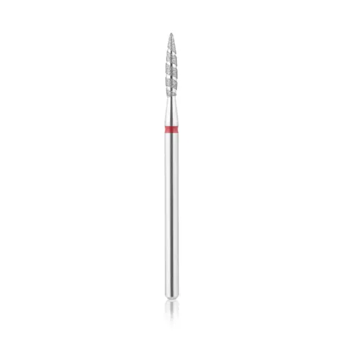 Punta de diamante, “Flama TORNADO”, banda roja, con punta diámetro 2.1 mm/ superficie de trabajo 12 mm